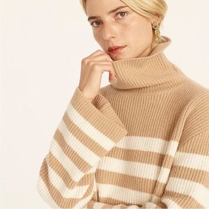J. Crew Wool and recycled cashmere relaxed turtleneck in stripe medium